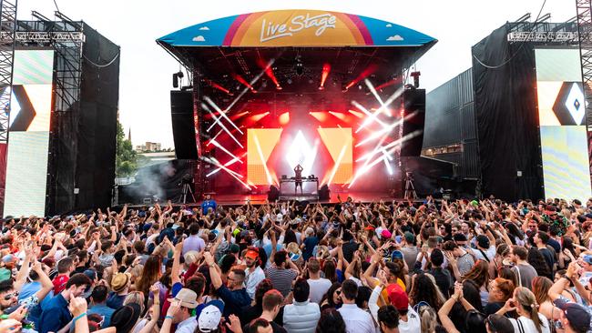 Fatboy Slim had the audience raving at the Australian Open on Australia Day. Picture: Getty Images.