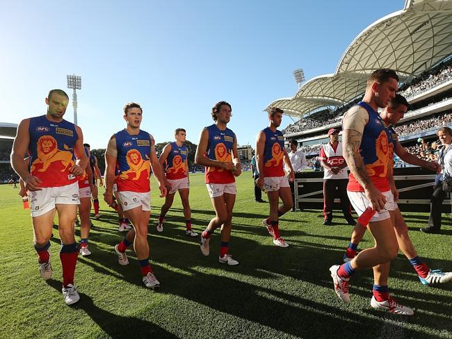 Brisbane trudges off Adelaide Oval after another belting.