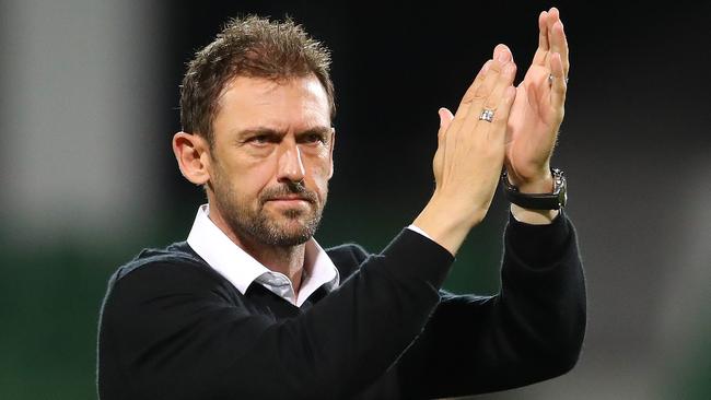 Glory coach Tony Popovic celebrates yet another A-League win for Perth Glory last week. Picture: Getty Images