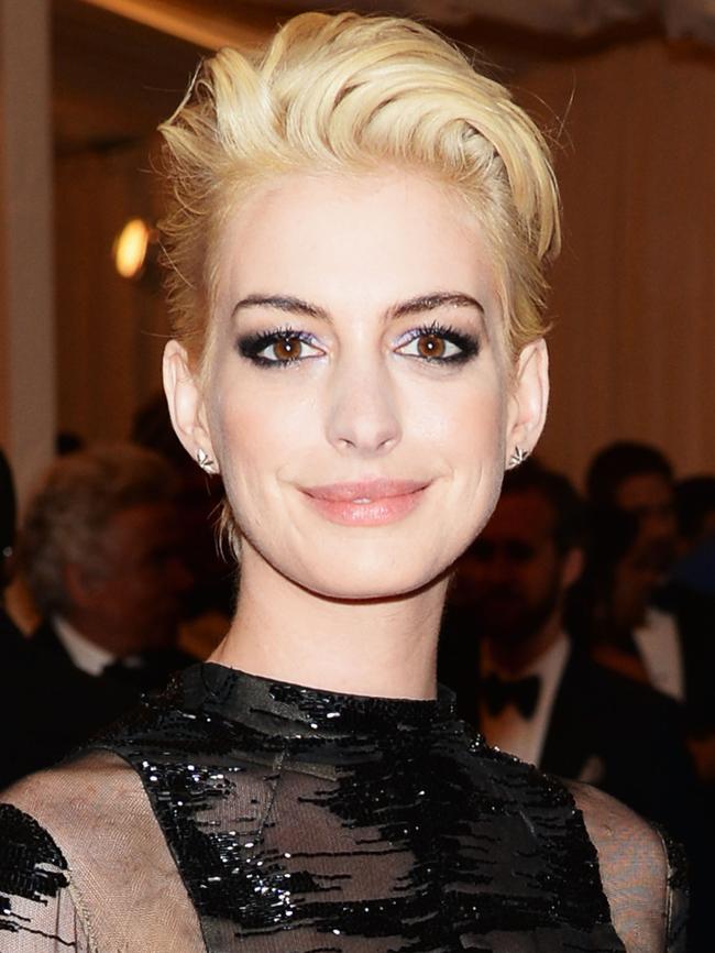 Hathaway  sporting short blonde locks. Picture: Getty