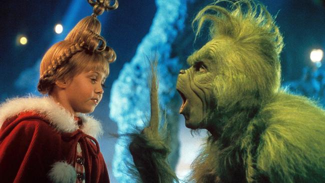 Taylor Momsen and Jim Carrey in How The Grinch Stole Christmas. Picture: supplied