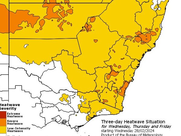 NSW will swelter through extreme heatwave conditions on Thursday. Picture: BOM