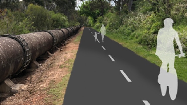 An artist's impression of the Pipeline Active Transport Corridor, a $7.2m shared path to run adjacent to the Sydney Water pipeline on a stretch from Beacon Hill to St Ives. Picture: Supplied