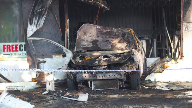 The smoke shop was targeted again on January 12 using an allegedly stolen Mazda. Picture: David Crosling