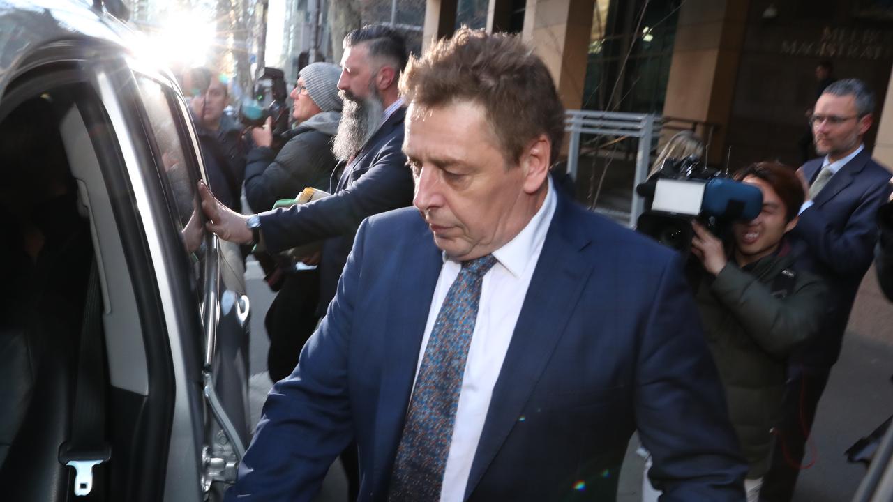 Mark Bomber Thompson leaving the Melbourne Magistrates Court in June 2019. Picture: David Crosling