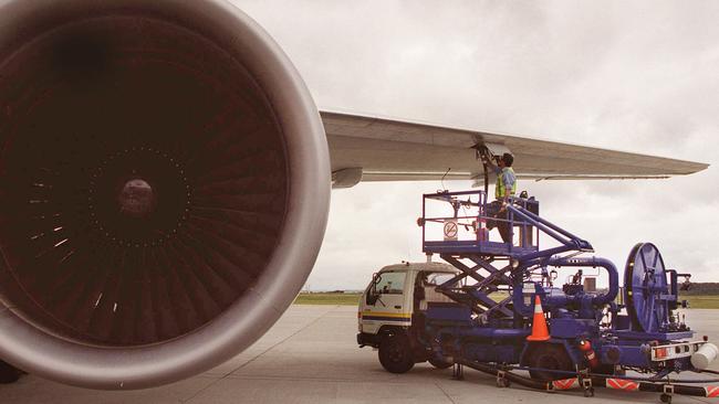 A jet being refuelled.