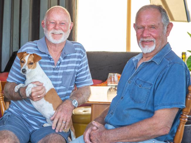 Two fishermen were in the water for seven hours after their boat capsized off Boatswain Point on Limestone Coast, SA.  Brothers Brian and Stephen Innes, and seafaring dog Luna. , ,  Picture: Jacqui Bateman