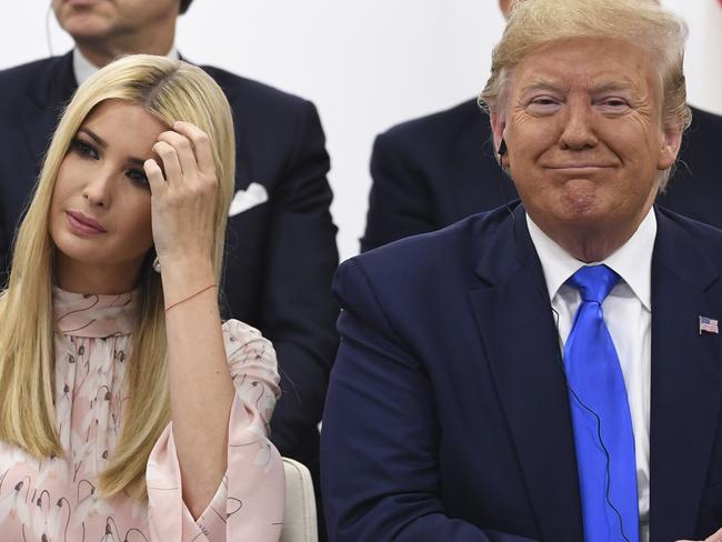 President of the United States of America Donald Trump (right) sits next to Adviser to the US President Ivanka Trump during the Leader's Special event on Women's Empowerment at the G20 summit in Osaka, Japan, Saturday, June 29, 2019. The leaders of the world's largest economies arrived in Osaka on Thursday for the fourteenth meeting of Group of Twenty (G20). (AAP Image/Lukas Coch) NO ARCHIVING