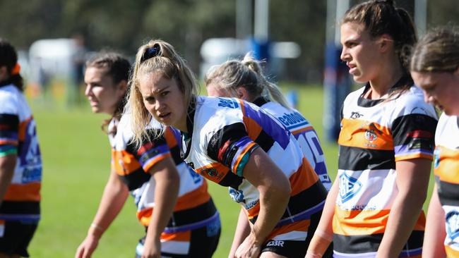 Helensburgh Tiger Lillies players Kezie Apps and Jess Sergis in action in 2020. Picture: April Boughton