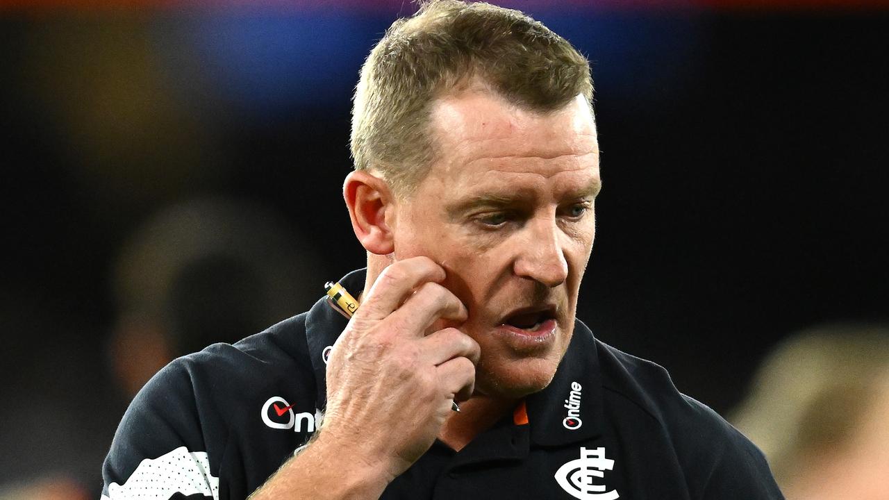 Blues head coach Michael Voss has plenty to fix after eight rounds. Picture: Quinn Rooney