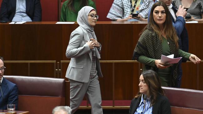 Senator Fatima Payman says she crossed the floor as a matter of conscience. Picture: NewsWire / Martin Ollman