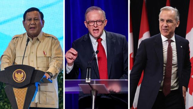 Indonesian President Prabowo Subianto and Canada’s newly-elected Prime Minister Mark Carney both congratulated Prime Minister Anthony Albanese on his win. Picture: agencies, NCA