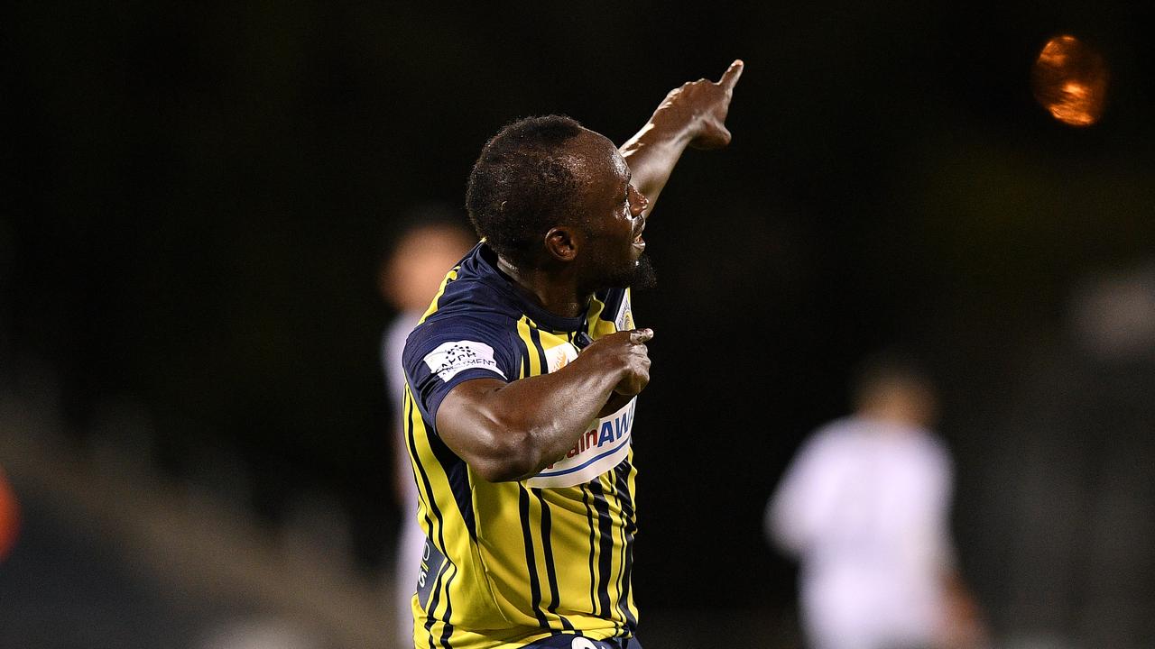 Usain Bolt scored twice on his starting debut for the Mariners.
