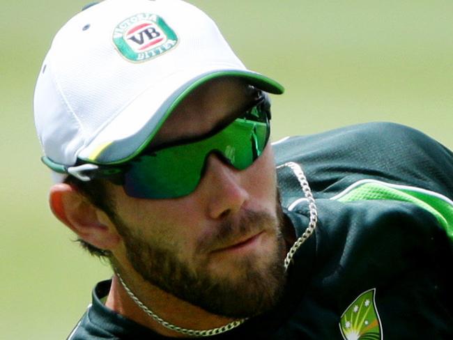 Glenn Maxwell during the Australian cricket team training at Allan Border Field. Pic Darren England.