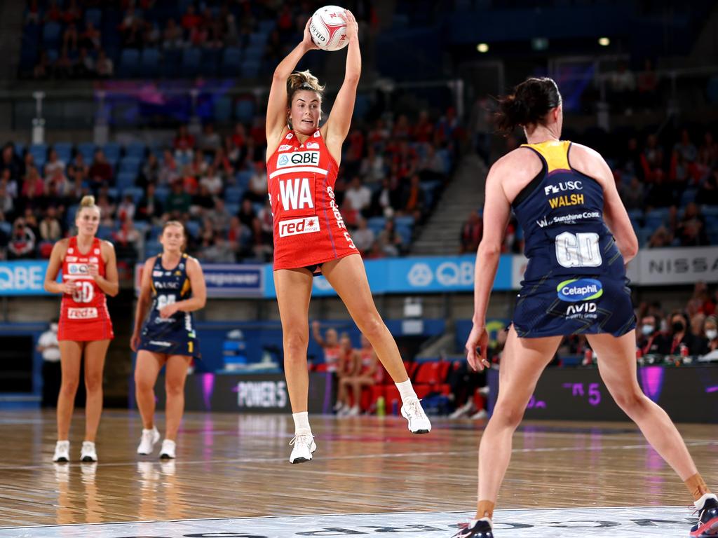 Maddy Proud missed selection, and had a point to prove in the Swifts’ round 6 match-up with Lightning. Picture: Matt King/Getty Images