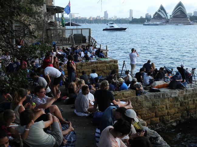 Waiting patiently at Kirribilli for the fireworks. Picture: Tim Hunter.