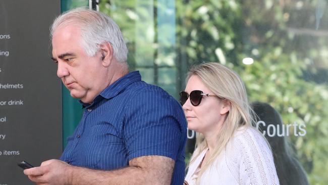 Kon and Liudmila Petropoulos leaving Geelong Magistrates’ Court in March 2020. Photo: Peter Ristevski