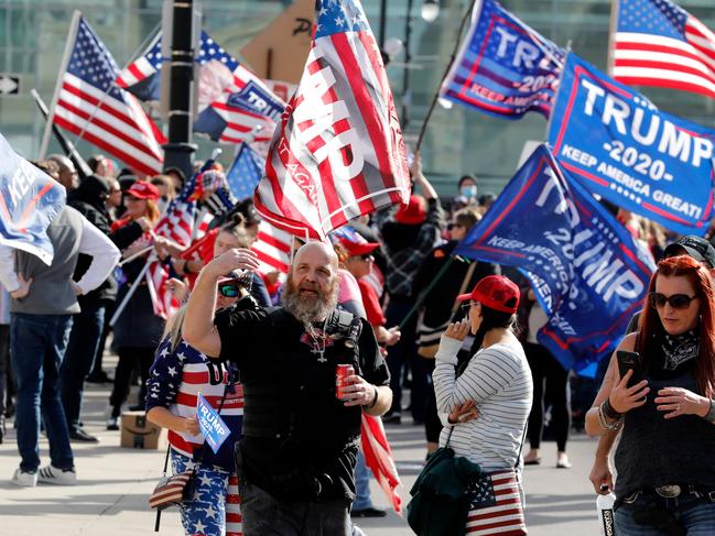 Trump supporters demonstrate outside of the TCF Center to protest the counting of votes in Detroit, Michigan. Picture: AFP