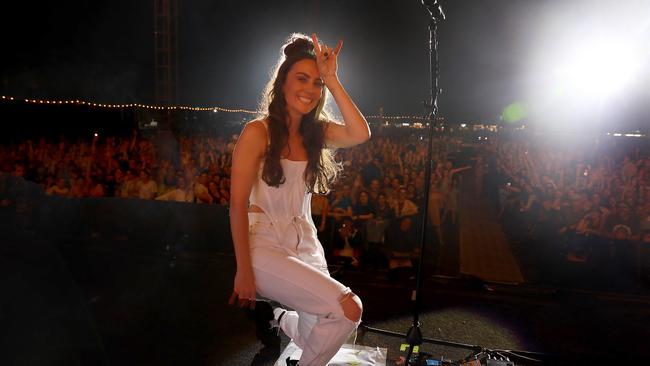 Australian singer-songwriter Amy Shark marking her debut performance at Byron Bay Bluesfest 2022. Picture: Jane Dempster