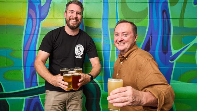 Co-founders James McCall and Kevin Mulcahy from Shapeshifter Brewing Co in Findon. Picture: Matt Loxton