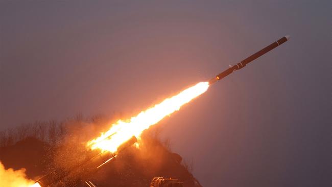 North Korea launches its strategic cruise missile Hwasal-2 in the West Sea of Korea. Picture: KCNA via KNS/AFP