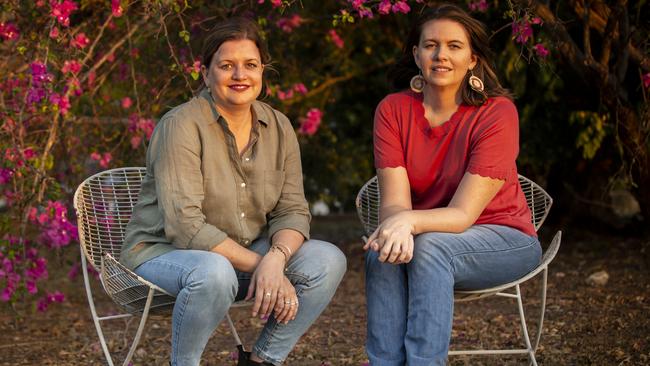 Writers Caroline Graham and Kylie Stevenson, who have been investigating 70-year-old Paddy Moriarty’s disappearance from Larrimah in the Northern Territory. Picture: Rebecca Booth