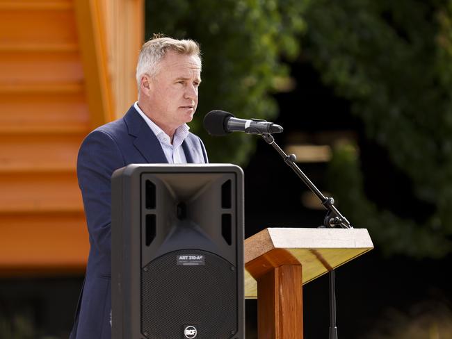 Premier Jeremy Rockliff speaks One-Year Commemoration of the Hillcrest Primary School tragedy in Market Square in Devonport. Thursday December 15th 2022. Picture: Grant Viney