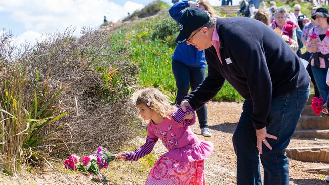 Greg Simms with Lyn’s grandaughter Kiahla in 2018. Lyn’s body has never been found. Picture: AAP