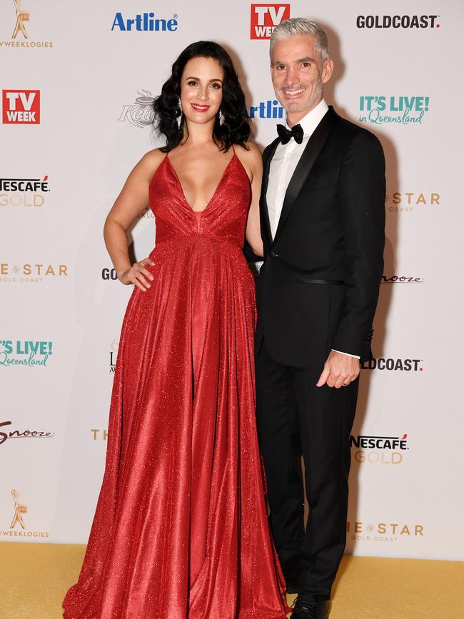 Lucy Zelic and Craig Foster arrive at the Logies. Picture: AAP