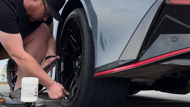 David McCowen with a puncture in the Nissan Z Nismo.