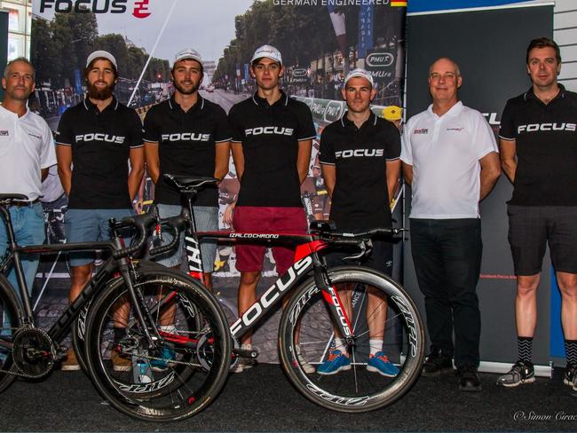 Cyclists and staff with the new PhysioHealth Focus Bikes NRS team for 2016. Photo: Simon Ciracovitch.