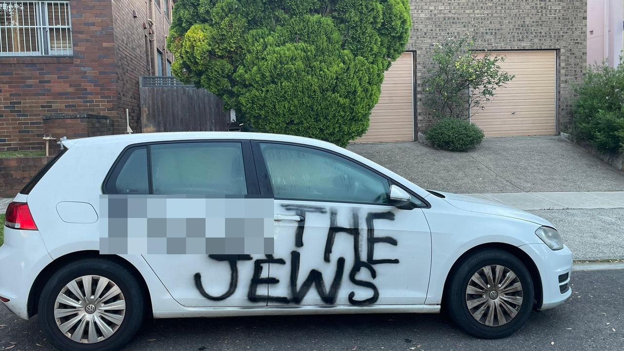 A car in Queens Park in the Eastern Suburbs of Sydney has been targeted with Anti-Semitic graffiti. Picture: Supplied