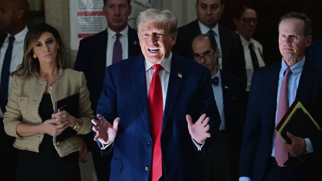 Donald Trump, during a break in his civil trial for fraud in New York, is asked on Wednesday whether he would consider the speakership. Picture: AFP