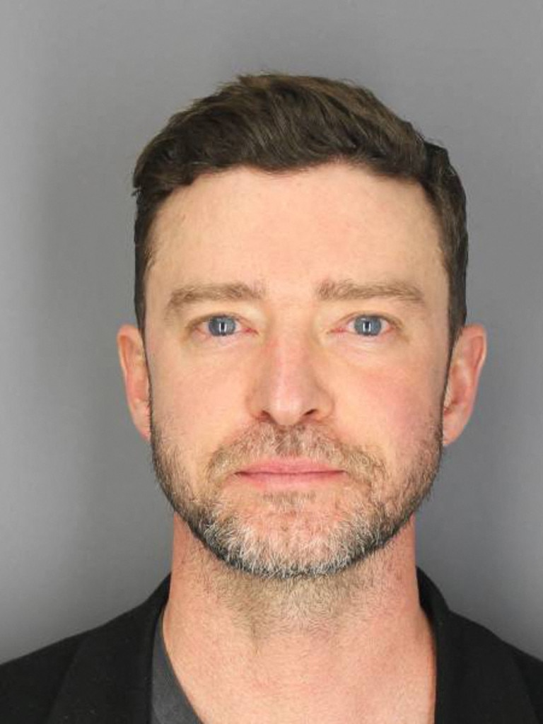 Justin Timberlake’s booking photo. Picture: Getty Images