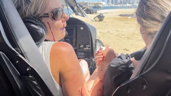 New Zealand tourists Elmarie Steenberg and Marle Swart, who survived the Gold Coast Sea World Helicopter crash, along with their husbands Riaan Steenberg and Edward Swart during the crash. Picture: Supplied