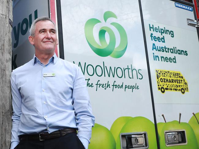 21/8/20: Wooloworths CEO Brad Banducci at their Sydney offices with a delivery truck for the retailer's full year results. John Feder/The Australian.