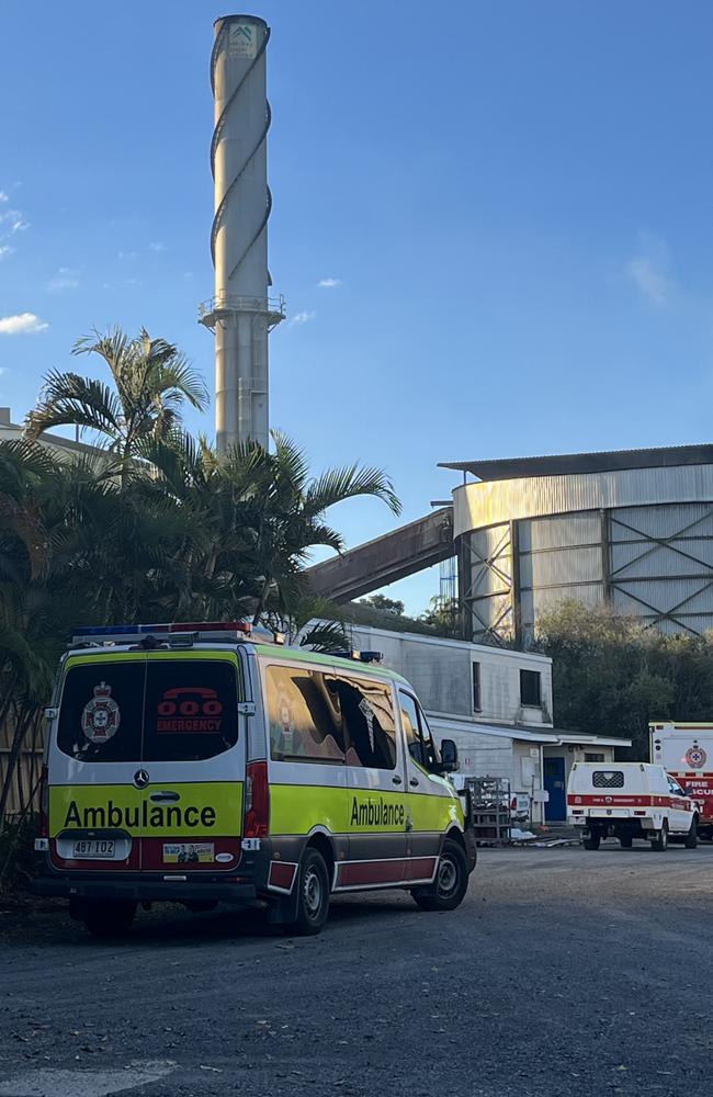 A major Mackay region sugar mill has been evacuated after a fire broke out on its top floor.