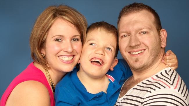 Caroline and Tim Smith with Marcus, who died at age 12 in 2019. Picture: Supplied