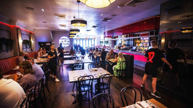 The downstairs dining room at Rubi Red Kitchen and Bar. Picture: Nigel Hallett