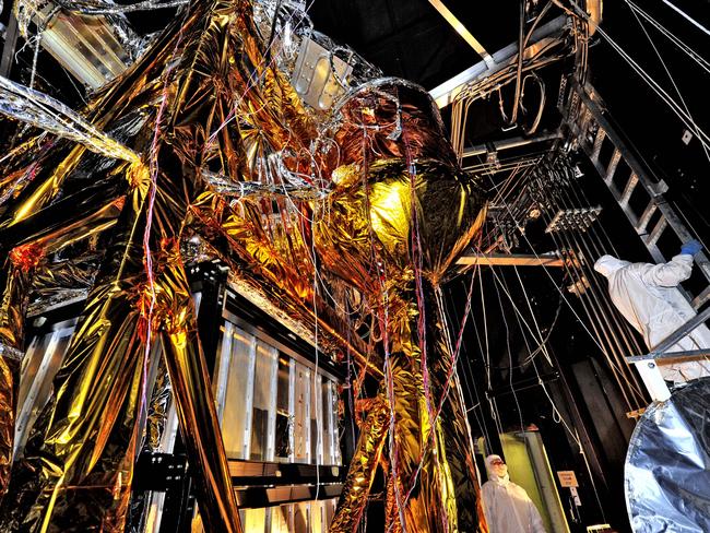 This photo was taken from inside a large thermal vacuum chamber called the Space Environment Simulator SES, at NASA’s Goddard Space Flight Center. Picture: Chris Gunn