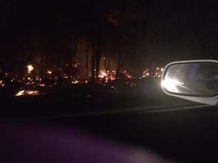 An out-of-control grassfire threatened property and closed the Gwydir Highway near Eatonsville.. Picture: Leisa Stout