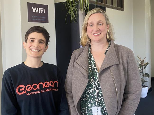 Geoneon CEO Roxane Bandini-Maeder and City of Hobart acting city life director Karen Abey.