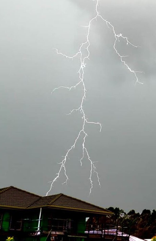 A lightning strike at Burpengary. Picture: Bill Prowse