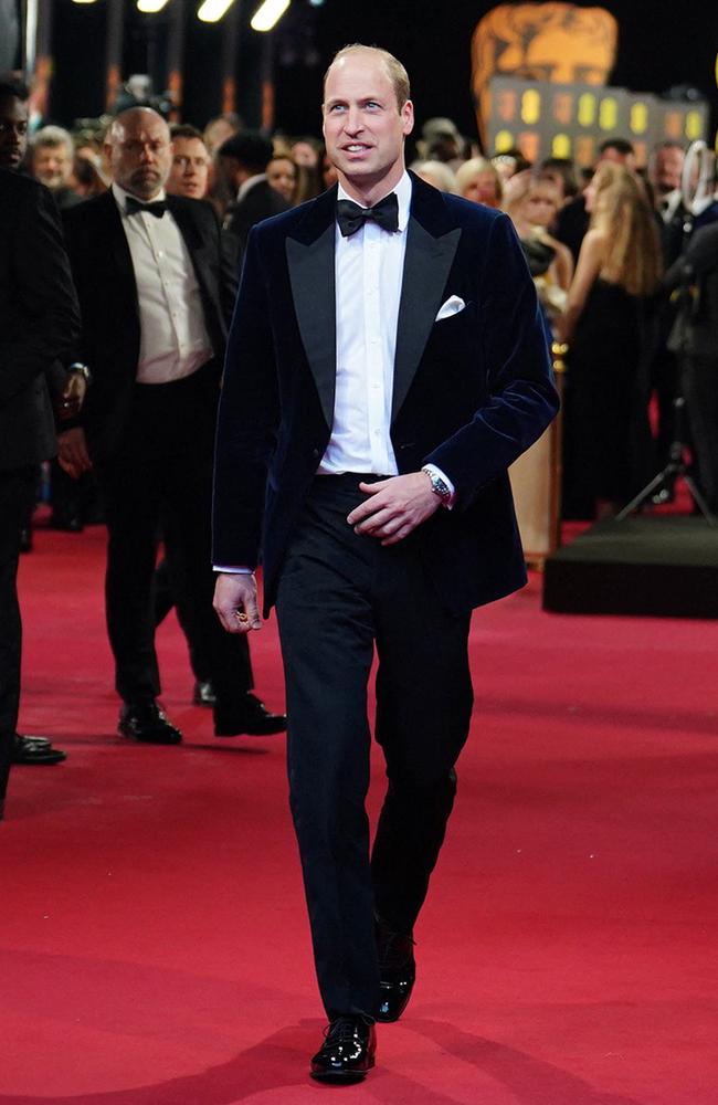 Prince William on the red carpet at the British Academy Film Awards at the Royal Festival Hall, Southbank Centre, in London. Picture: AFP