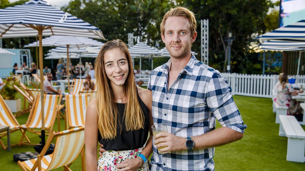 Ines Fernandes and Brett Wells at Riviera on the Lawn, at The Star Gold Coast, December 27. Picture: Adam Shaw