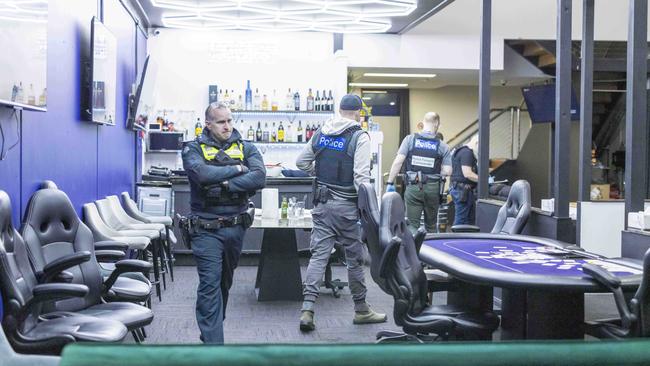 Police raid and illegal casino in an industrial area in Truganina. Picture: Wayne Taylor