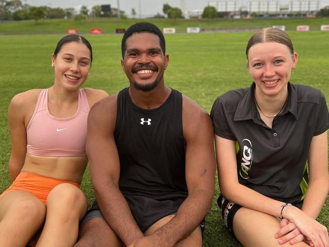 (L-R) Aviva Damjanovic, Romone Lewin and Emily Hatton will represent Australia Regional Australia Team at the 2024 Oceania Athletics Championships in Fiji. Picture: Athletics NT.