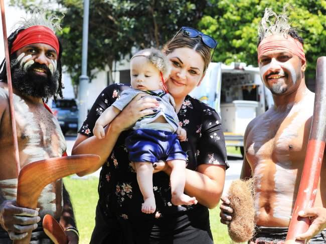 Nerida Brewer and baby Ezraj after Welcome Baby to Country ceremony.Photo: Scott Powick