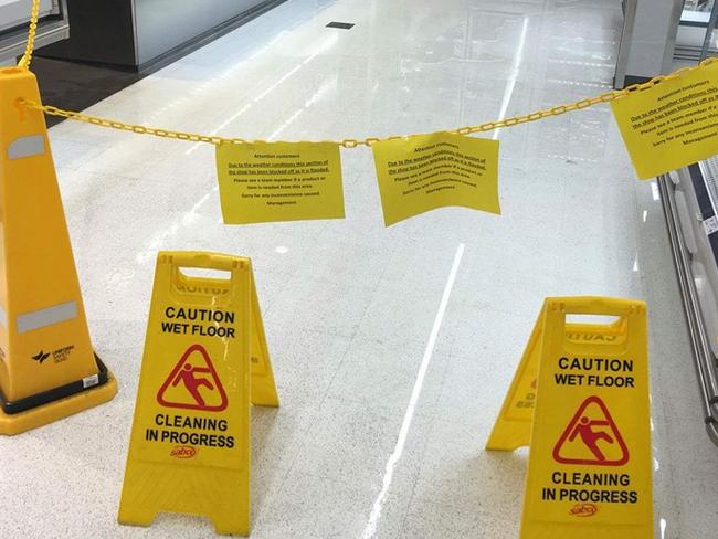 Flooding in Coles supermarket at North Sydney. Picture: Jade ChristopherDid you take pictures of the storm damage? <a contentType="text" href="http://www.facebook.com/mosmandaily" shape="rect" target="_blank">Share them with us on Facebook.</a>