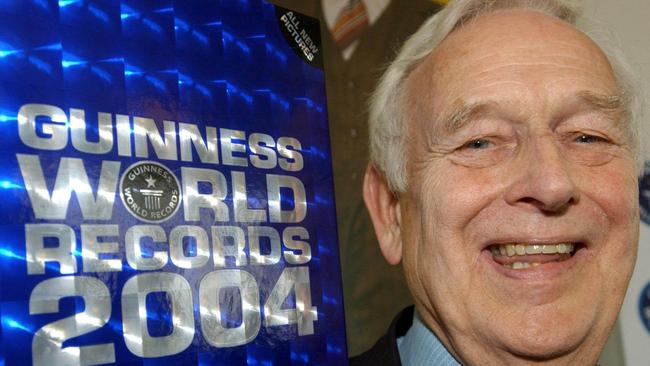 Guiness Book Of Records founder Norris McWhirter in 2003. Picture: AP